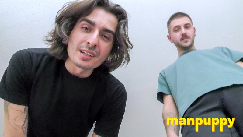 Tiny loser gets teabagged by giant Dimitri and Johnny