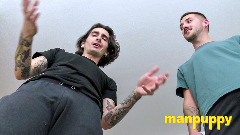 Tiny loser gets teabagged by giant Dimitri and Johnny