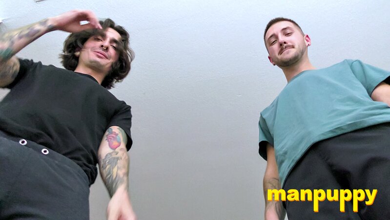 Tiny loser gets teabagged by giant Dimitri and Johnny