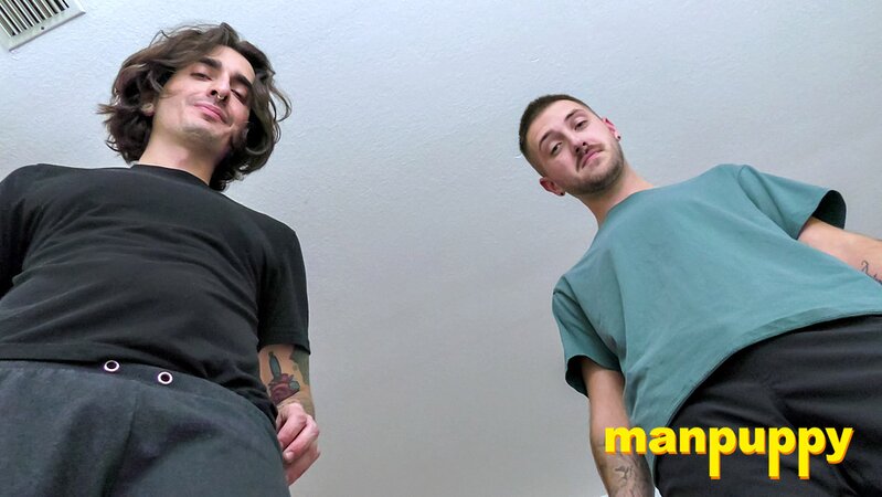 Tiny loser gets teabagged by giant Dimitri and Johnny