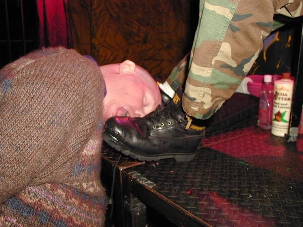 Private Benjamin demands boot licking service