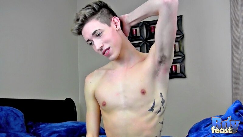 Trace films Blake Mast stroking then splashes cum on him