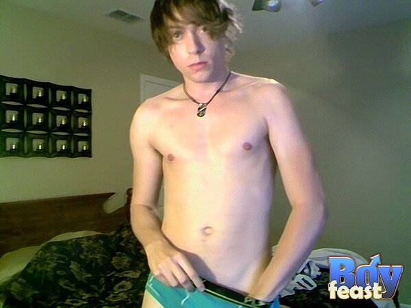 Trace strokes slim cock solo in smooth close-ups