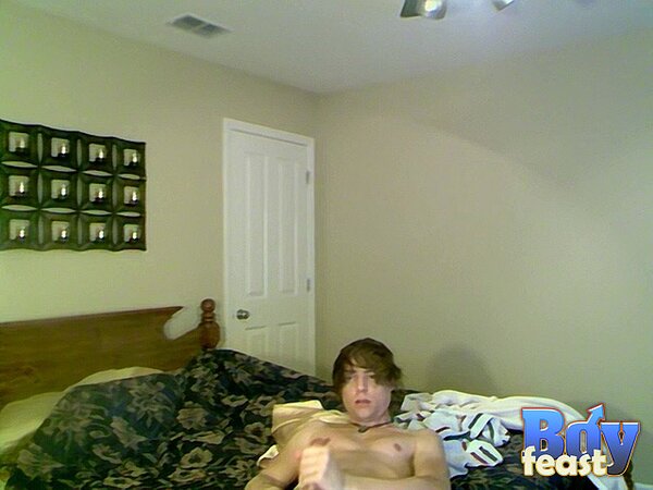 Trace strokes slim cock solo in smooth close-ups