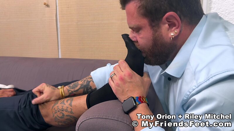 Riley Mitchell rubs and sucks Tony Orion’s dress socks