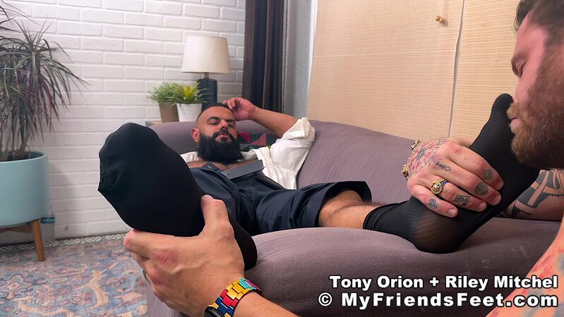 Riley Mitchell rubs and sucks Tony Orion’s dress socks