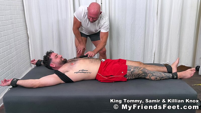 Killian Knox and King Tommy flip-tickle Samir’s pits