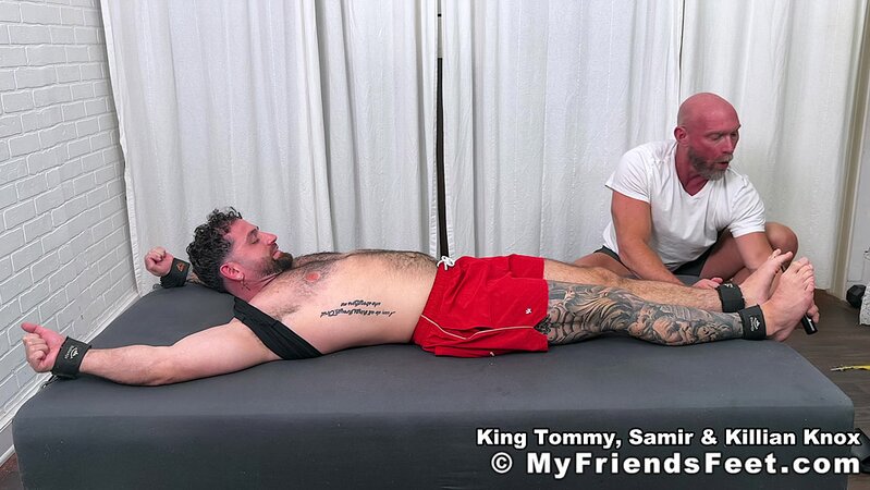 Killian Knox and King Tommy flip-tickle Samir’s pits