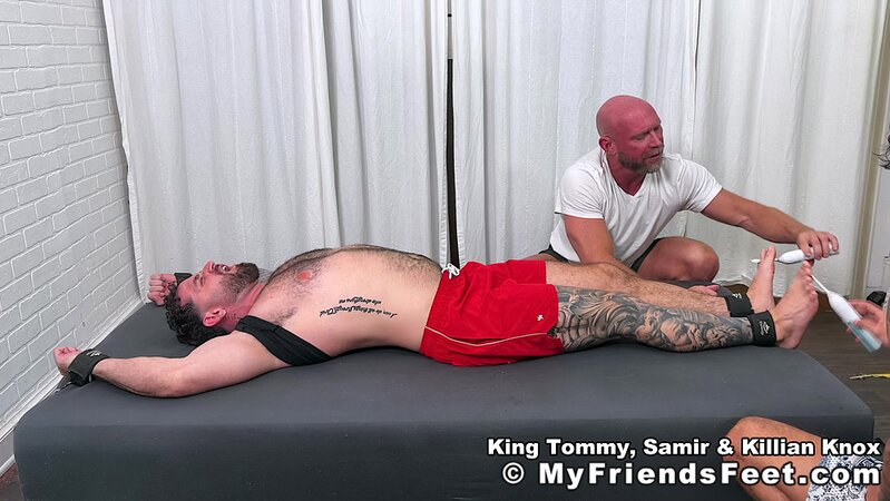 Killian Knox and King Tommy flip-tickle Samir’s pits