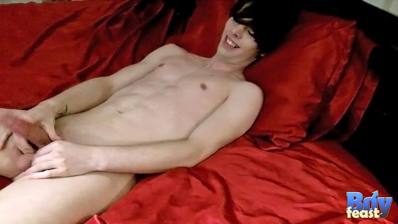 Cameron Sparks jerks long-haired twink cock to cum