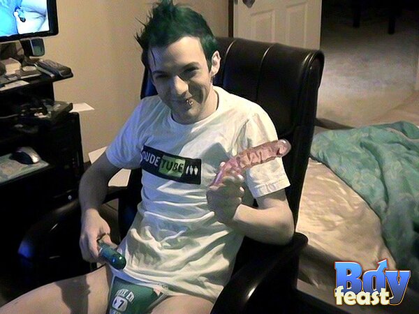 William rides dildo and strokes to cum solo