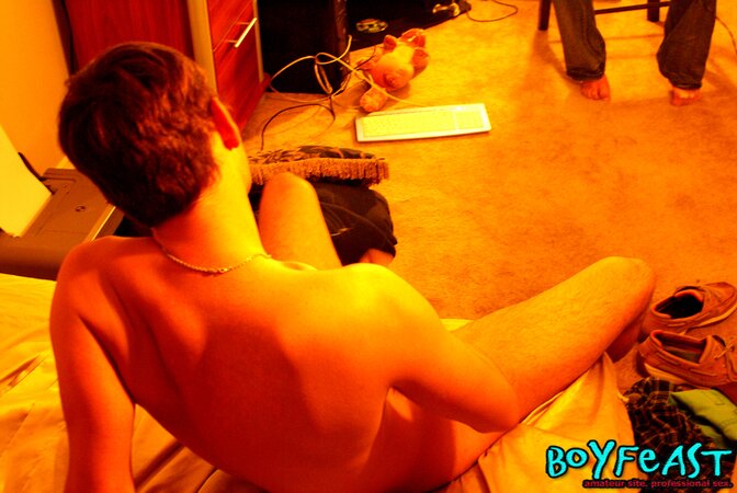 Reliance jerks slim twink cock to hot cum shot