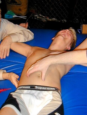 Blake gets feet tickled spread-eagle for over an hour