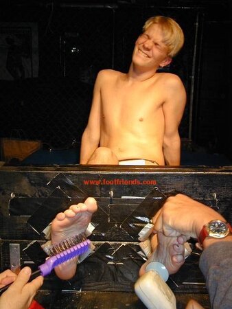 Blake gets feet tickled spread-eagle for over an hour