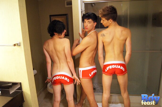 Chris Segewick and Jake Diamante feast on twink Blake Mast’s load