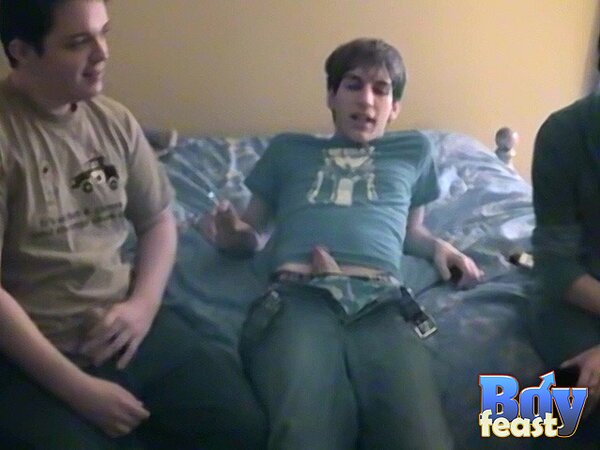 Kyle, Nathan, James smoke and stroke in hot twink trio