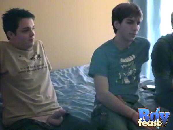 Kyle, Nathan, James smoke and stroke in hot twink trio