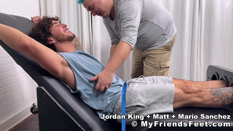 Jordan King screams when Mario joins tag-team foot tickling