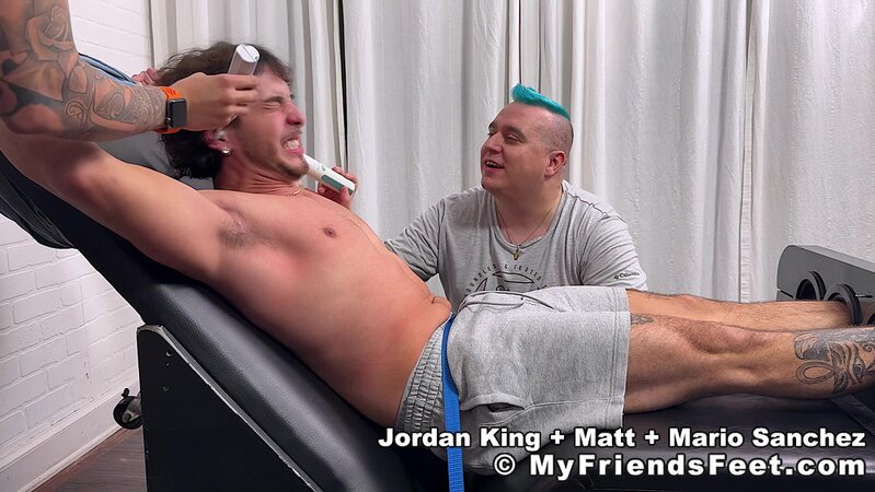 Jordan King screams when Mario joins tag-team foot tickling