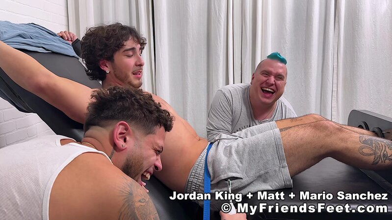 Jordan King screams when Mario joins tag-team foot tickling