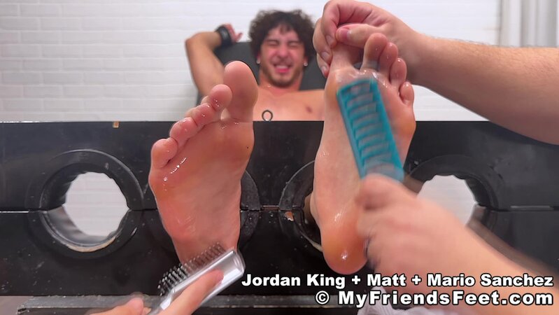 Jordan King screams when Mario joins tag-team foot tickling