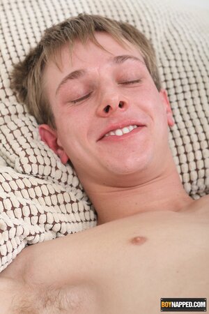 Luke tied blindfolded and tickled to huge cum