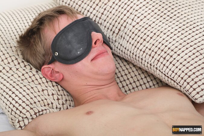 Luke tied blindfolded and tickled to huge cum