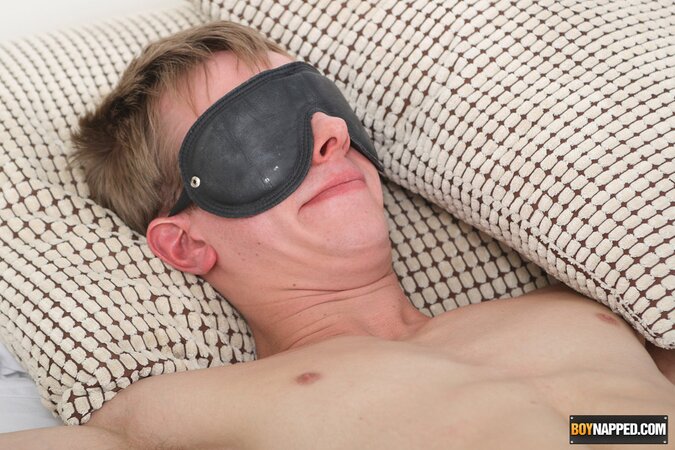 Luke tied blindfolded and tickled to huge cum