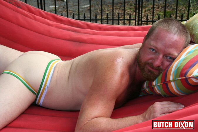 Dalton Hawg jerks thick cock outdoors