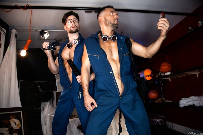 Ghost hunters Drew Dixon and Colby Tucker raw fuck in the haunted attic