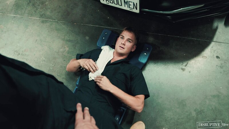 Closeted mechanic Brandon Anderson gets tempted during guy talk