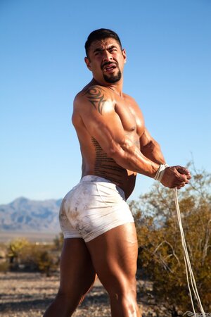 Ryan Rose blindfolds and breeds Draven Navarro in the desert