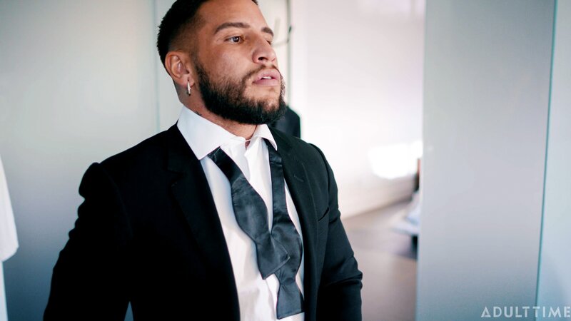 Reese Rideout breeds groom Brock Banks before the wedding