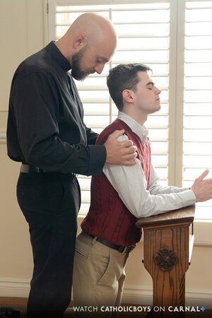 Altar boy Tyga gets rimmed and bred by Adam Snow on the prayer bench
