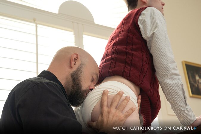Altar boy Tyga gets rimmed and bred by Adam Snow on the prayer bench