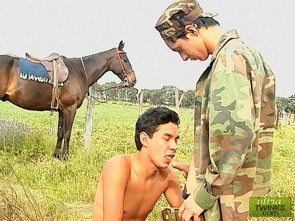 Soldier boys Alexander and Marcus fuck outdoors on duty