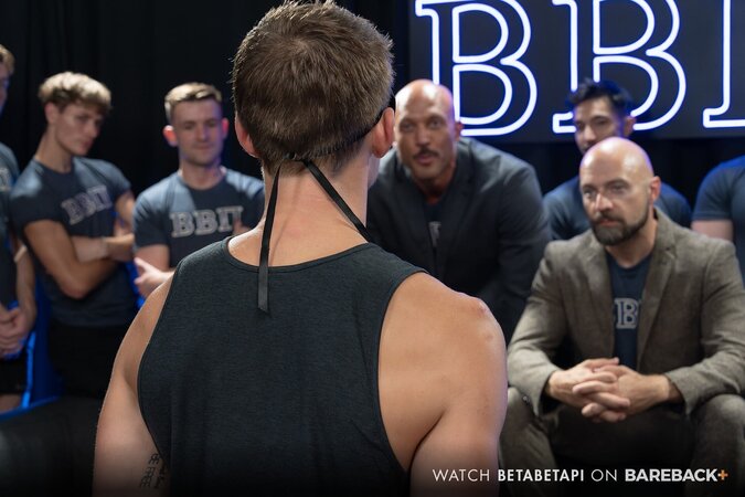 Three frat bros gangbang and breed pledge Hunter Nash