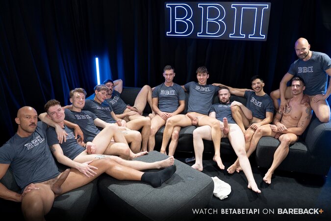 Frat brothers gangbang pledge Jaxx Cody with multiple creampies