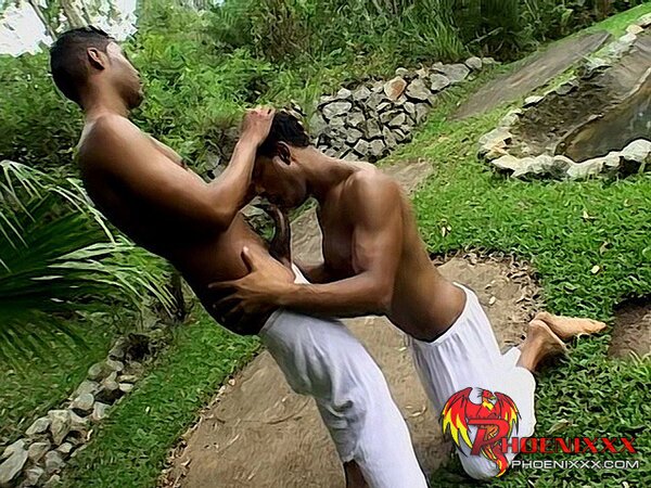 Brazilian buddies Rocco and Dado suck and fuck in the woods