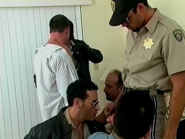 Jake Russell and Martin Petros deepthroat orgy with cop