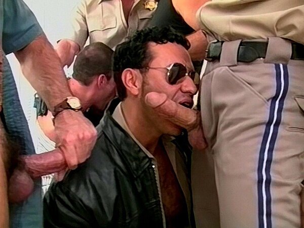 Jake Russell and Martin Petros deepthroat orgy with cop