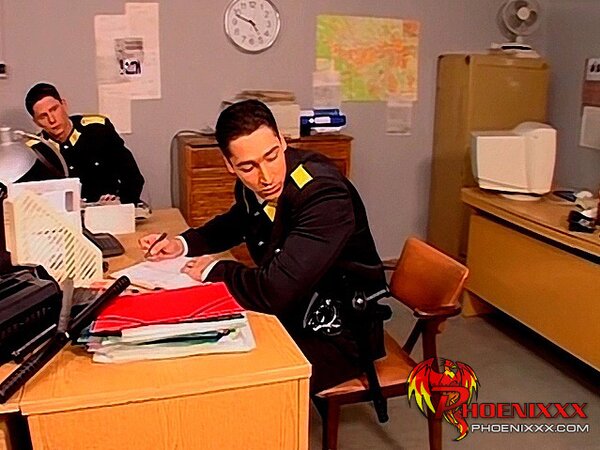 Uniformed cops Fabrice and Rick Perry raw orgy at station