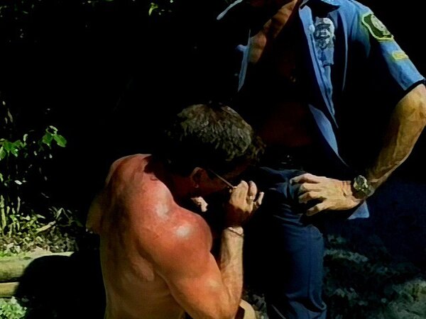 Cock pig cop John Nagel sucks and gets facial from two cops