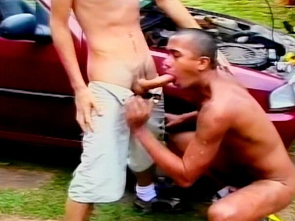 Lavar bends blatino Annders over the car and breeds him