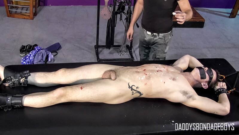 Master Alec pours hot wax all over blindfolded college boy Trey