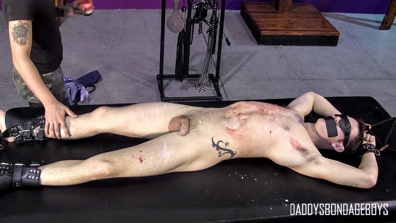 Master Alec pours hot wax all over blindfolded college boy Trey