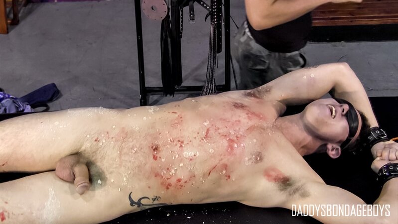Master Alec pours hot wax all over blindfolded college boy Trey