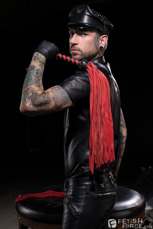 Ty Roderick gets used hard by Johnny Ford and Ryan Sebastian in full leather gear
