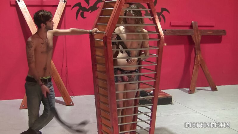 Ryann Ruckers unleashes his full collection of floggers on bound Chris Wayne