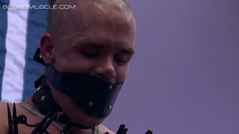 Master Derek Da Silva rips clothespins from pup Cullen Cable’s sensitive skin